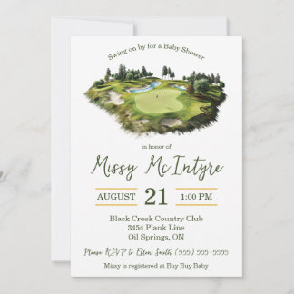 Convite Swing on By, Golf Themed Baby Shower