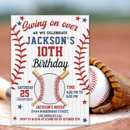 Convite "Swing On Over – Baseball Birthday Boy Party 