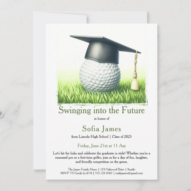 Convite Swinging into the Future  A Golf-Themed GraduatioN (Frente)