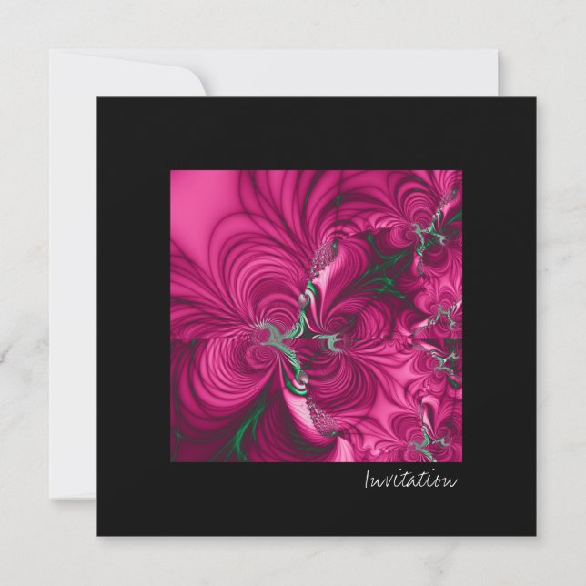 Convite Swirly · Arte do Fractal · Rosa & verde (Frente)