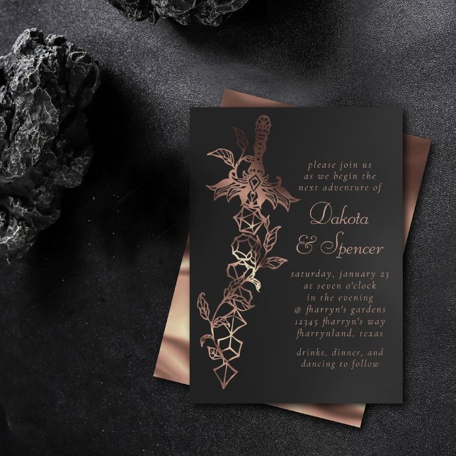 Convite Sword RPG | Copper Fantasy Tabletop Gamer Dice (Criador carregado)