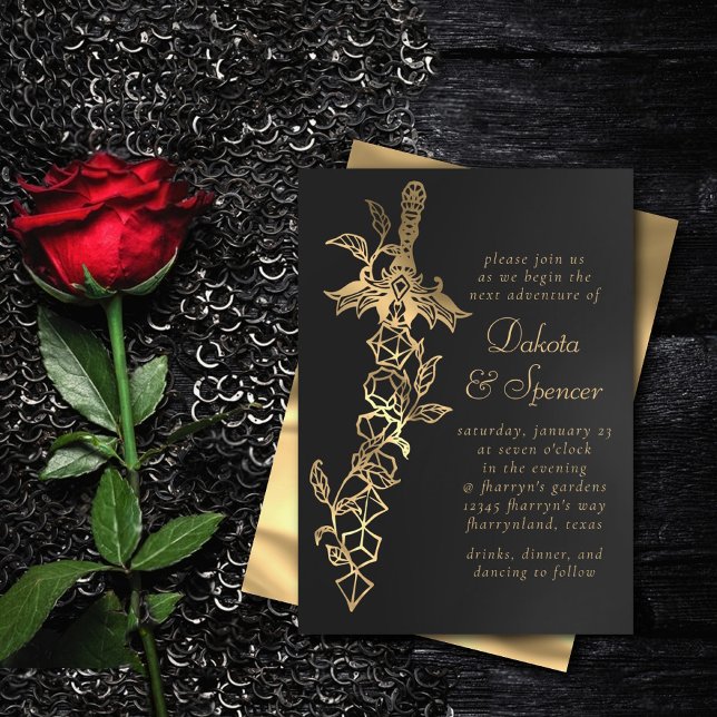 Convite Sword RPG | Dourada Sheen Fantasy Tabletop Gamer D (Criador carregado)