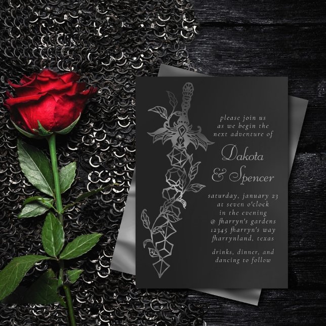 Convite Sword RPG | Fantasy Tabletop Retro PnP Gamer Dice (Criador carregado)