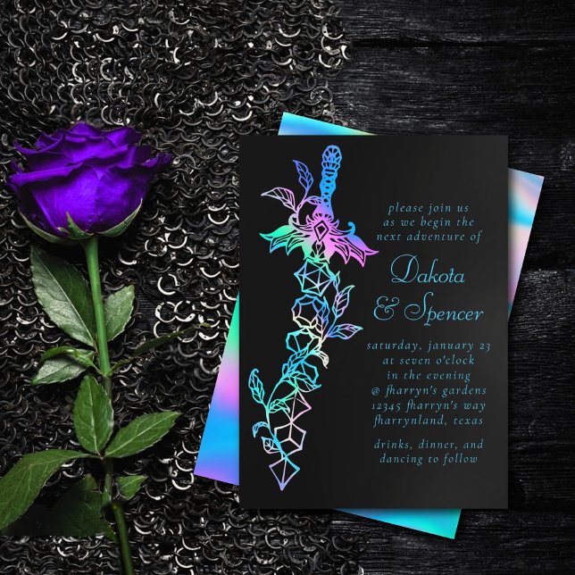 Convite Sword RPG | Holo Sheen Fantasy Tabletop Gamer Dice (Criador carregado)