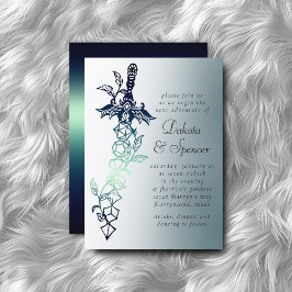 Convite Sword RPG | Teal Fantasy Tabletop PnP Gamer Dice