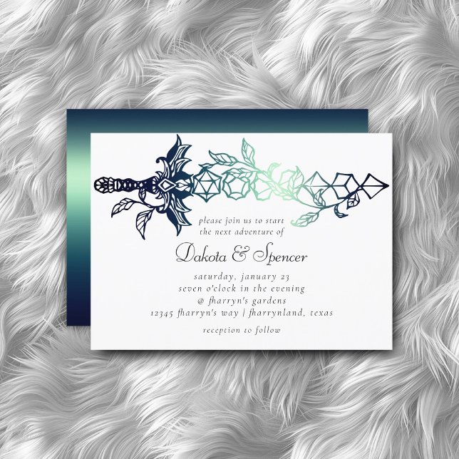 Convite Sword RPG | Teal Sheen Fantasy Tabletop Gamer Dice (Criador carregado)