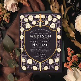 Convite Sword & Shield Medieval Fantasy Casamento Monogram