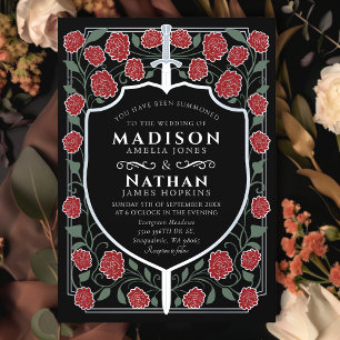 Convite Sword & Shield Medieval Fantasy Casamento Monogram