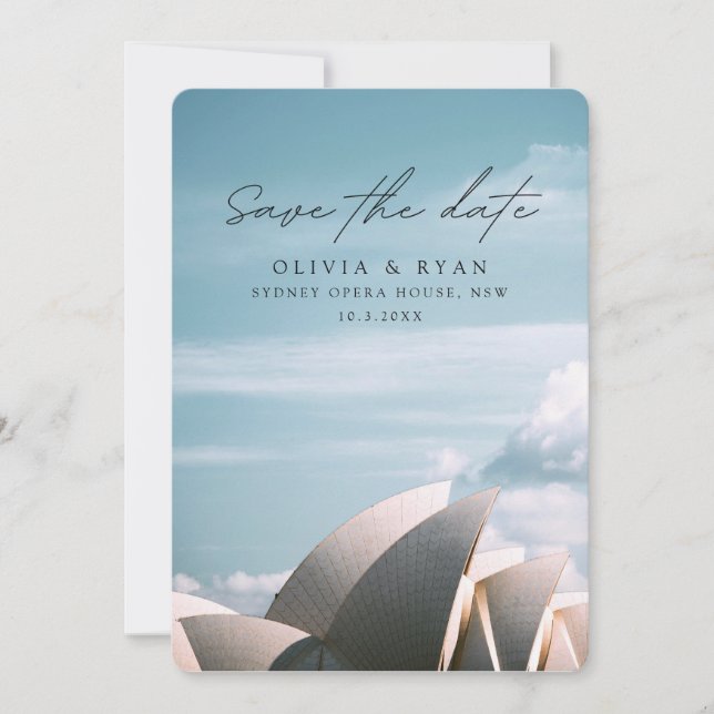 Convite Sydney Opera House Casamento Salve a Data (Frente)