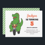 Convite T-Rex Bike Cute Kids Dinossaur Aniversário<br><div class="desc">Design para crianças,  meninos ou meninas que amam dinossauros,  desenhos animados de dino,  T-rex e outras espécies de dinossauros. Perfeito para a festa de aniversário do tema Jurássico. Você pode personalizar o texto para ajustado outras ocasiões.</div>