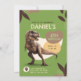 Convite T-Rex Dinosaur Birthday Party