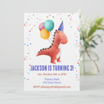 T-Rex Dinosaur Party Animal Birthday Invitation