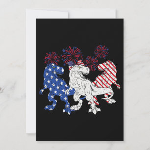 Convite T Rex Dinossaur Cute EUA Bandeira em 4 de julho