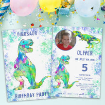 T. rex Dinossauro Aniversário de 5 anos Foto Verde