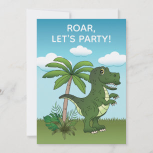 Convite T-rex e Pteranodon Dinossauro Festa de Aniversário