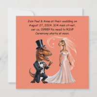 T-rex em smoking segurando anel propondo casamento