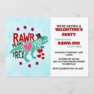 Convite T-Rex em um Namorados sofisticado e engraçado
