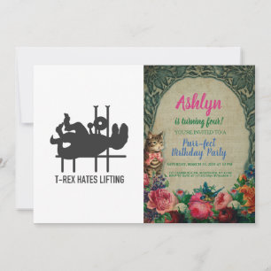 Convite T-rex odeia elevação - Escolha a cor de fundo