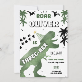 Convite T-Rex para três partidos Rex aniversário d
