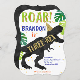 Convite T-Rex, Rapaz, Terceiro Aniversário, Dinossauro
