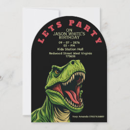 Convite T-Rex Themed Boy Birthday Invitation