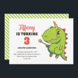 Convite T-Rex Unicorn Fairy Kids Dinossaur Aniversário<br><div class="desc">Design para crianças,  meninos ou meninas que amam dinossauros,  desenhos animados de dino,  T-rex e outras espécies de dinossauros. Perfeito para a festa de aniversário do tema Jurássico. Você pode personalizar o texto para ajustado outras ocasiões.</div>