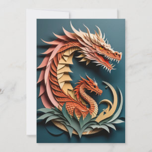 Convite T-shirt do Dragão Design de Arte 3D em Papel