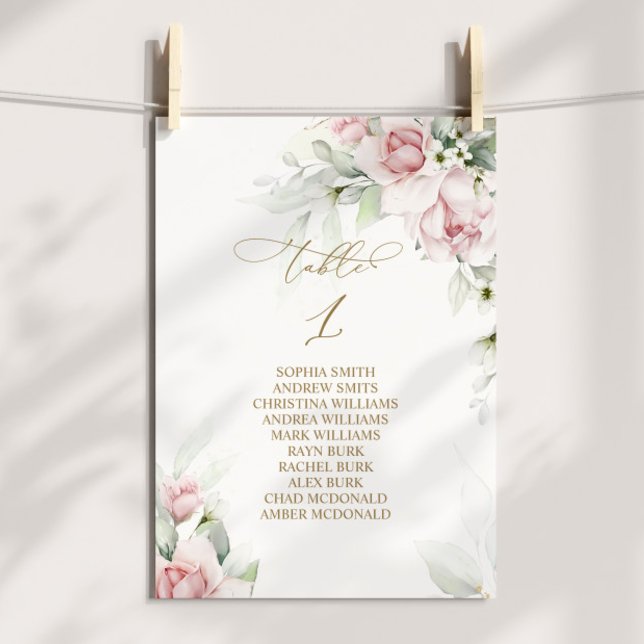 Convite Tabela Blush & Eucalyptus Número 1 Gráfico Sentado (Criador carregado)