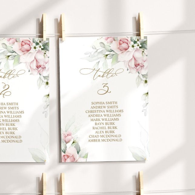 Convite Tabela Blush & Eucalyptus Número 3 Quadro (Criador carregado)