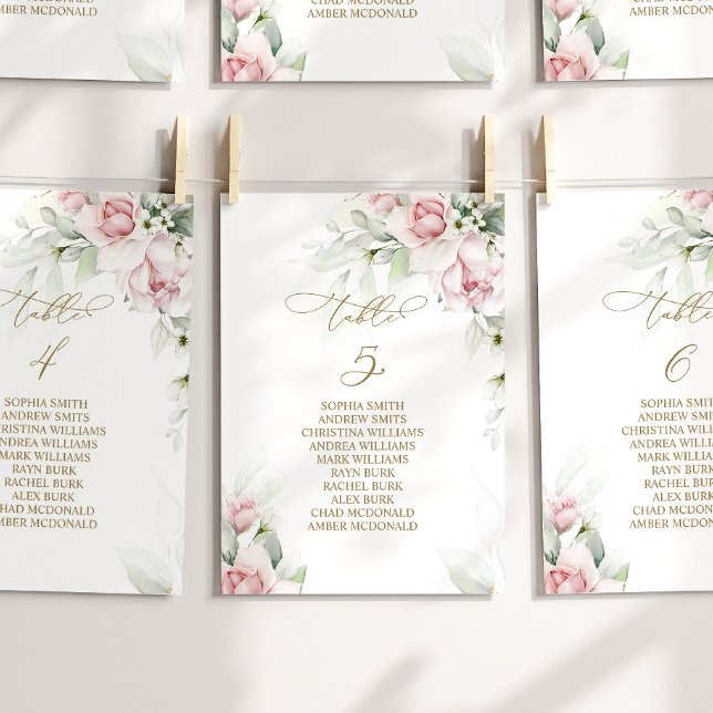 Convite Tabela Blush & Eucalyptus Número 5 Quadro Sentado (Criador carregado)