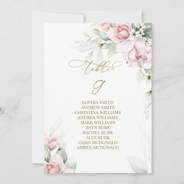 Convite Tabela Blush & Eucalyptus Número 9 Quadro (Frente)