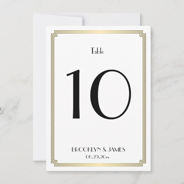 Convite Tabela De Casamento De Deco De Arte Branca E Doura (Frente)