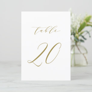 Convite Tabela de Casamento de Script Minimalista Dourada