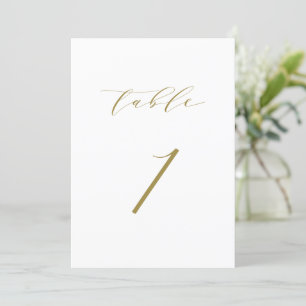 Convite Tabela de Casamento de Script Minimalista Dourada
