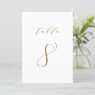 Convite Tabela de Casamento de Script Minimalista Dourada 