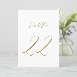 Convite Tabela de Casamento de Script Minimalista Dourado