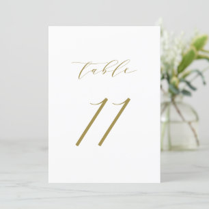 Convite Tabela de Casamento de Script Minimalista Dourado
