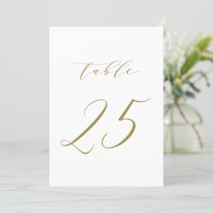 Convite Tabela de Casamento de Script Minimalista Dourado
