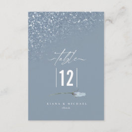 Convite Tabela de Casamento Floral Sparkles Número Azul2 I