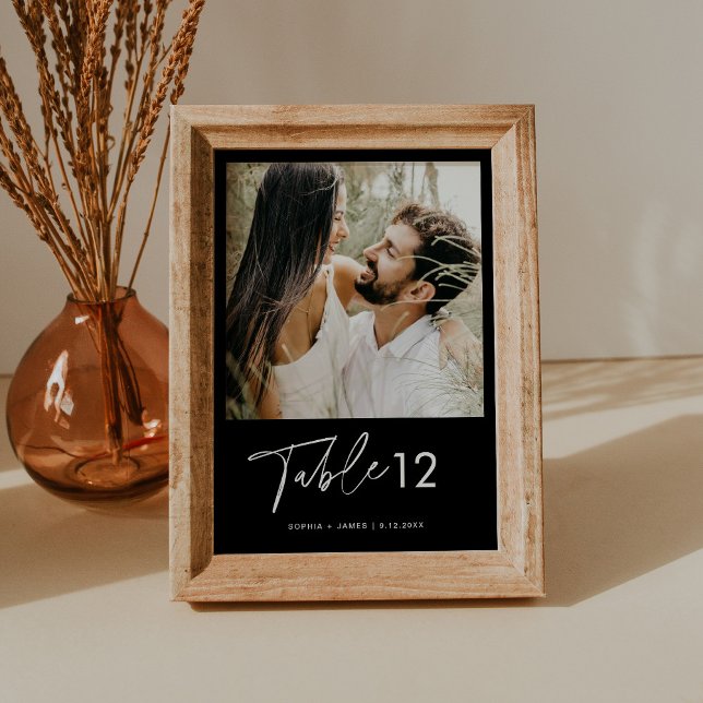 Convite Tabela de Fotos Mínima NOIR Número 5x7 (Criador carregado)