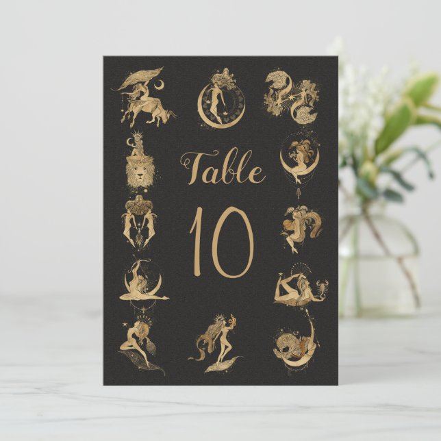 Convite Tabela de Números de Mesa dos Signos do Horóscopo  (Em pé/Frente)