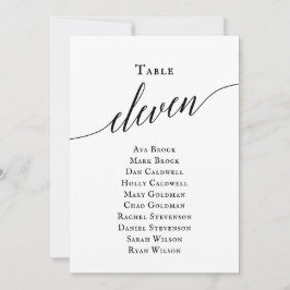Convite Tabela de Script Elegante Preto Número 11 Gráfico 