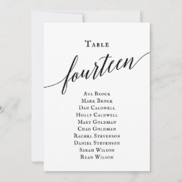 Convite Tabela de Script Elegante Preto Número 14 Gráfico 
