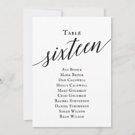 Convite Tabela de Script Elegante Preto Número 16 Gráfico 