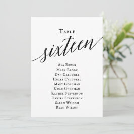 Convite Tabela de Script Elegante Preto Número 16 Gráfico 