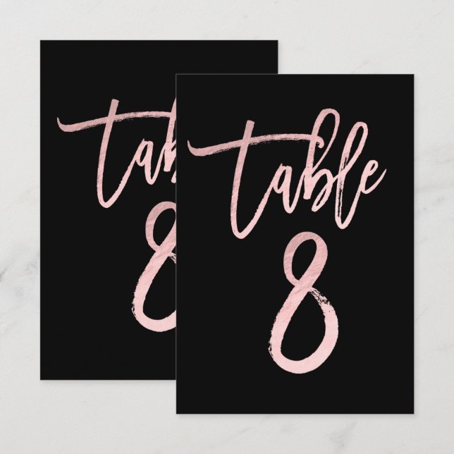 Convite Tabela de Script Moderno de Folha Cor-de-Rosa Dour (Frente/Verso)