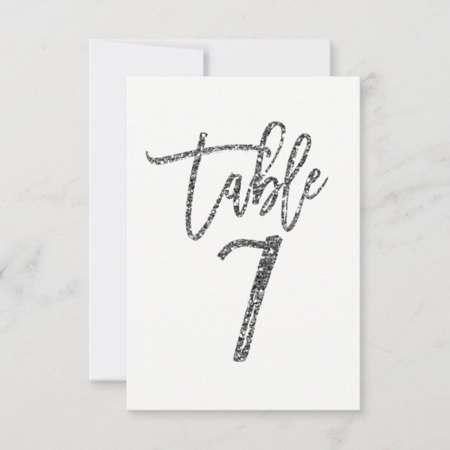 Convite Tabela de Script Moderno de Tendência de Glitter S (Frente)