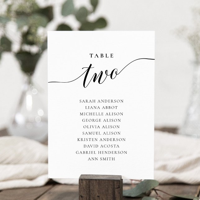 Convite Tabela Editável Número Dois Placa Gráfico Sentada (Table number wording Two. Hanging seating chart)