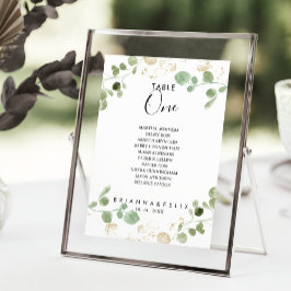 Convite Tabela Eucalyptus Dourada Número 1 Gráfico Sentado