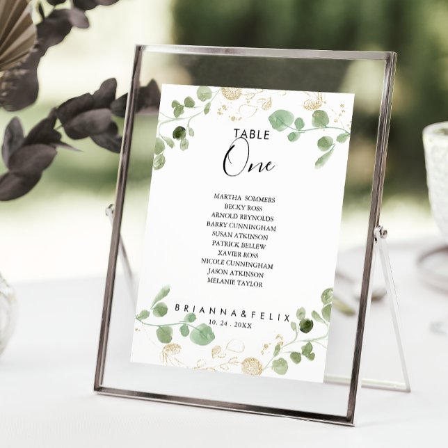 Convite Tabela Eucalyptus Dourada Número 1 Gráfico Sentado (Criador carregado)